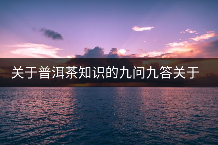 關于普洱茶知識的九問九答關于普洱茶知識的九問九答