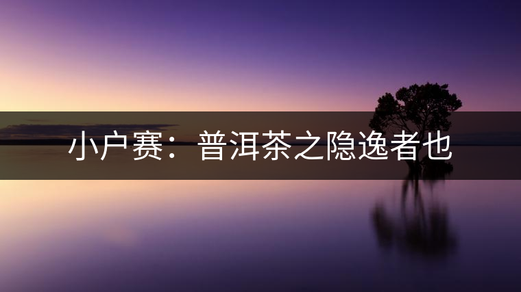 小戶賽:普洱茶之隱逸者也 小戶賽:普洱茶之隱逸者也