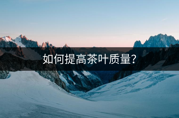 如何提高茶葉質(zhì)量？