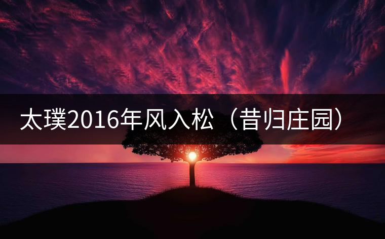 太璞2016年風(fēng)入松(昔歸莊園)專業(yè)品鑒 太璞2016年風(fēng)入松(昔歸莊園)專業(yè)品鑒