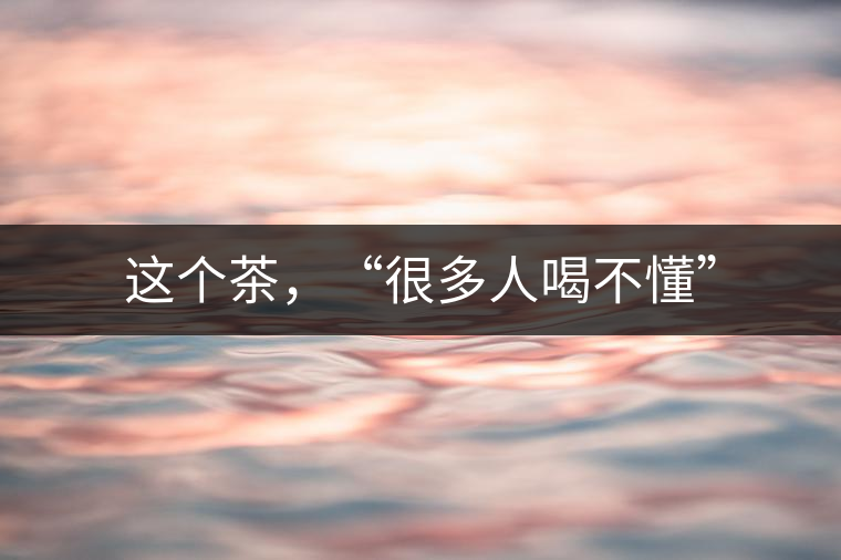 這個(gè)茶，“很多人喝不懂”