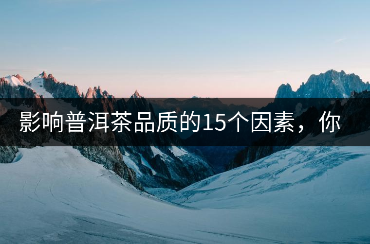 影響普洱茶品質(zhì)的15個因素，你知道幾個？