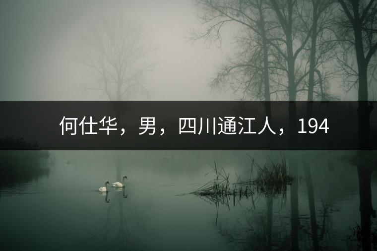 　　何仕華，男，四川通江人，1942年7月生，高級(jí)工程師、副研究員，曾任云南省高級(jí)工程師高評(píng)委委員，云南省老科協(xié)茶葉分會(huì)副會(huì)長，云南省普洱茶葉協(xié)會(huì)技術(shù)委員會(huì)副主任，云南省普洱茶研究中心研究員，獲覺農(nóng)勛章獎(jiǎng)、老茶人貢獻(xiàn)獎(jiǎng)，全國弘揚(yáng)茶文化突出貢獻(xiàn)獎(jiǎng)。